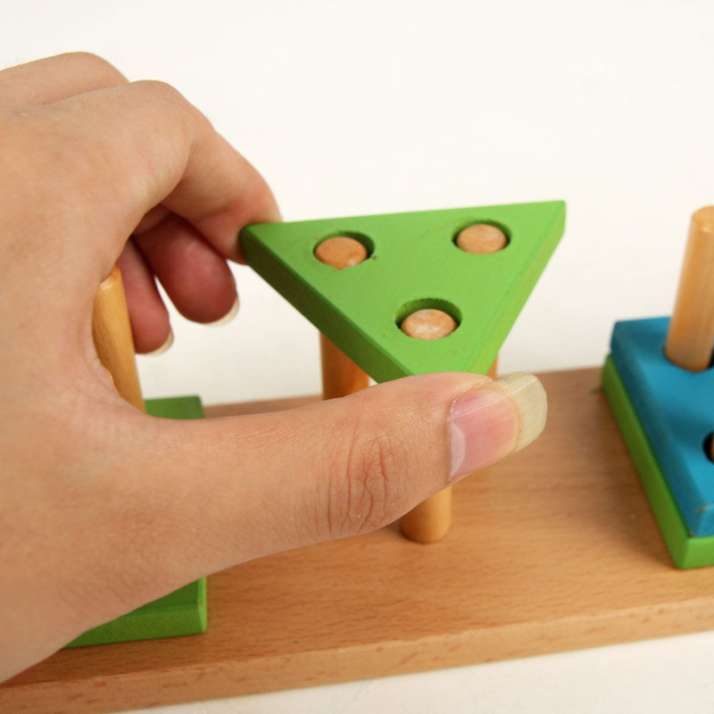 Geometrische Vormen Matching Puzzel Montessori Houten Speelgoed Kinderen Vroege Training Onderwijs Blok Kleuterschool Benodigdheden