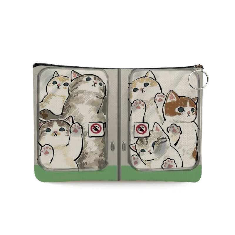Mulheres lona cosméticos sacos gato bonito engraçado dos desenhos animados harajuku impressão gráfica viagem portátil bolsa de armazenamento maquiagem sacos de higiene pessoal