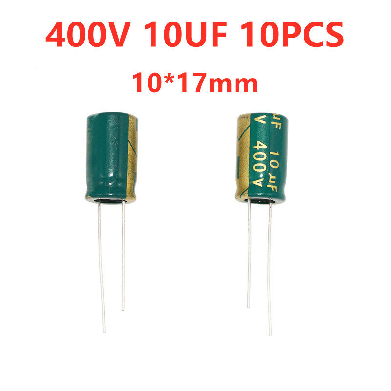 Condensador electrolítico en línea, alta frecuencia, baja resistencia, 400V/10UF, 15UF, Volumen 10x17, 10 Uds.