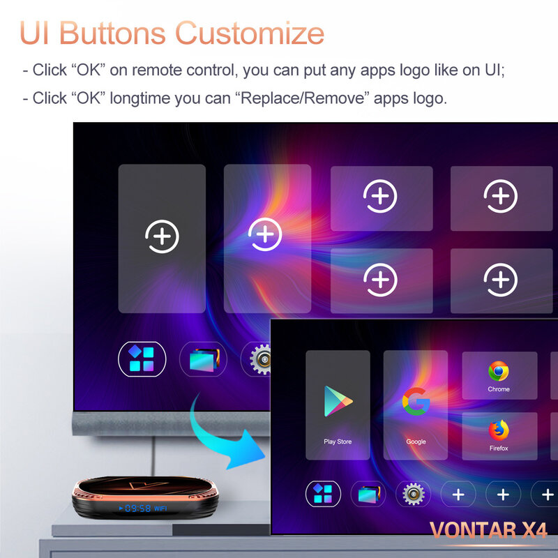 VONTAR X4 TV, pudełko Android 11 Amlogic S905X4 4GB 128GB 32GB 64GB 1000M Wifi 4K AV1 Google Player odtwarzacz multimedialny TVBOX dekoder