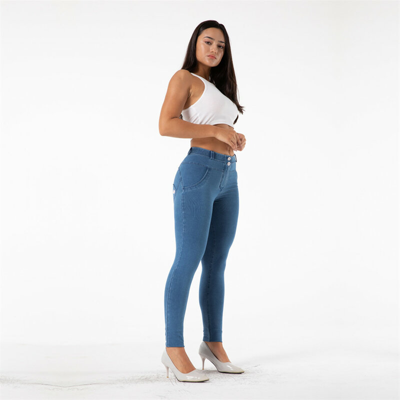 Shascullfites-Jeans Vintage de Elevação de Bunda para Mulheres, Alta Elasticidade, Shapewear Stretch, Jeans Apertado