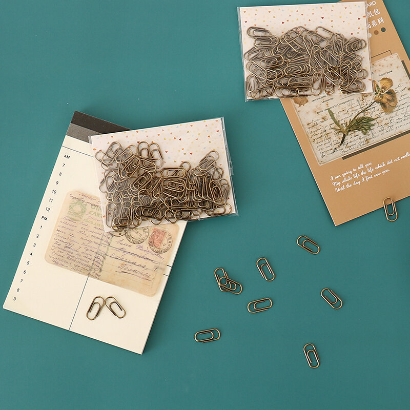 Tutú-mini marcapáginas de Clip de Color bronce, accesorios de oficina de Metal, Clips de papel, Clip de retazos, H0480, 50 unids/lote por bolsa