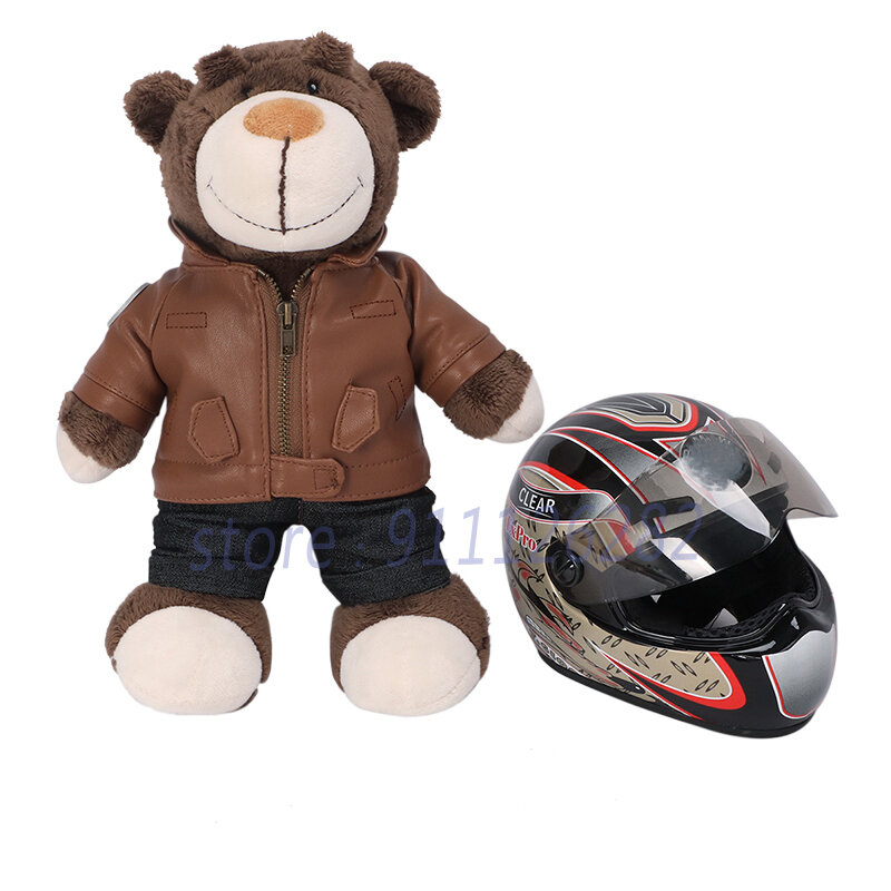 Motorcycle Small Helmet Pet Handsome Helmet Rally Motorcycle Bear Doll Helmet Model Ornament Doll Dog Cat Head Protection