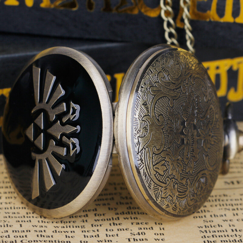 Relojes de bolsillo de cuarzo y bronce para hombre y mujer, pulsera con colgante analógico, cadena, regalos, novedad