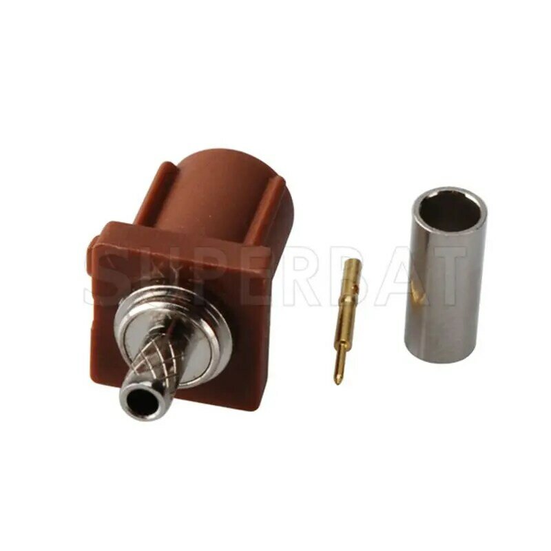 Superbat 10pcs Fakra Connector Crimp Male Brown /8011 TV2 for Coaxial Cable RG316 RG174 LMR100