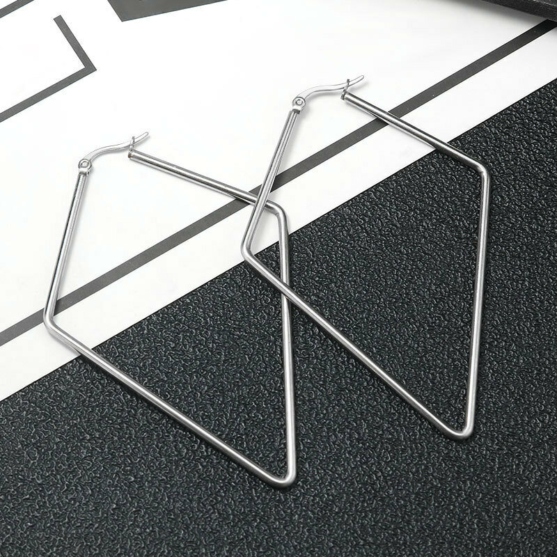 Todorova Stainless Steel Punk Jewelry Smooth Hexagon Big Hoop Earring For Women Lady Large Geometric Statement Loop Earring Gift