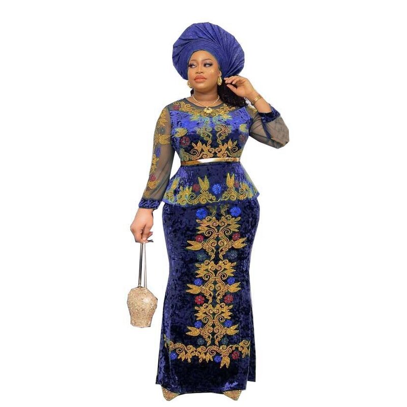 Бархатные африканские платья для женщин Дашики халат с длинным рукавом Африканское платье африканская одежда рождественское платье макси со стразами без головных уборов