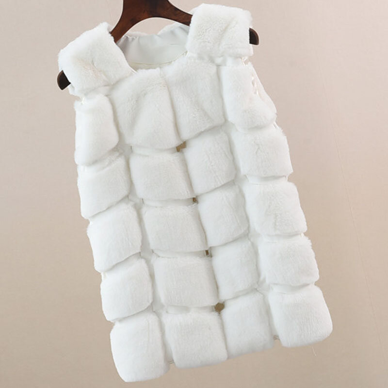 Осенне-зимний женский новый модный женский меховой жилет из искусственного меха кролика пальто женский жилет