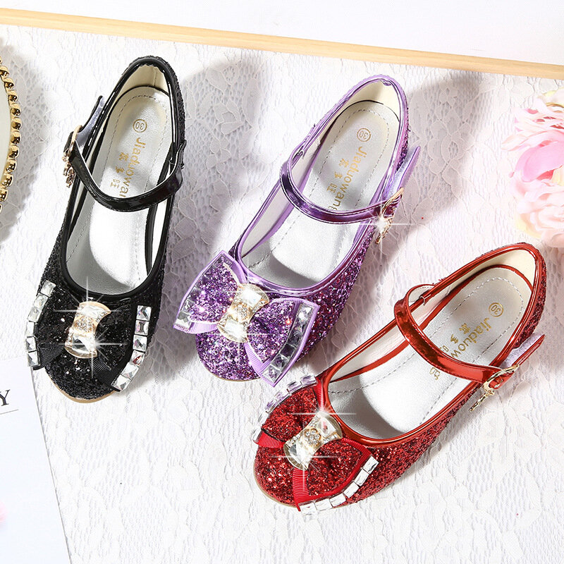 Zapatos de fiesta de princesa para niñas, sandalias de tacón alto con lentejuelas de colores, zapatos de verano con punta abierta, CSH813