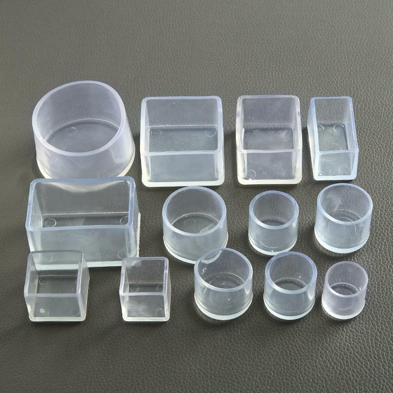 4Pcs silicone Chair Leg  socks Transparent square Table Floor Feet Cover Protector Pads furniture pipe hole plugs Home Decor