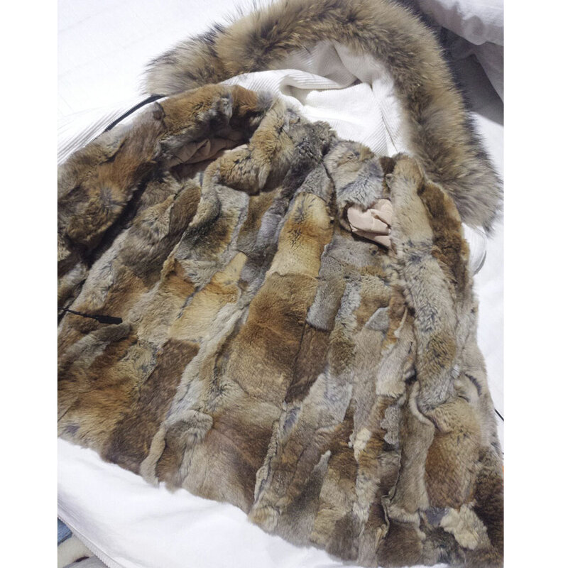 MAOMAOKONG 2022 Winter Parkas z naturalnym rzeczywistym kołnierz z futra szopa kobiety futro płaszcz roywarm długa kurtka odzież damska