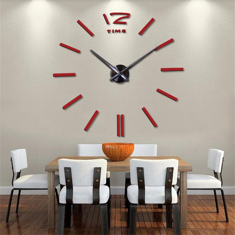 Frameless Modern Design Diy Wall Mute Clock 3d Mirror Sticker Home Decor Wall Mute Clock for Home Office Cafe Indoor Decoration