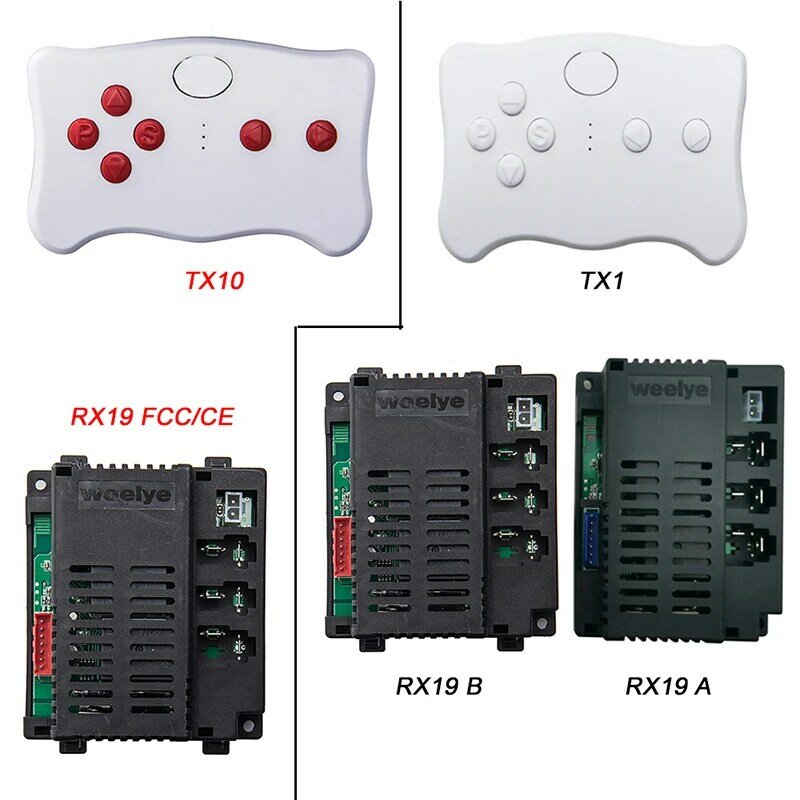 Weelye RX19 12V Soket Satu/Empat Sisi 2.4G Bluetooth Remote Control dan Penerima untuk Anak-anak Suku Cadang Mobil Listrik