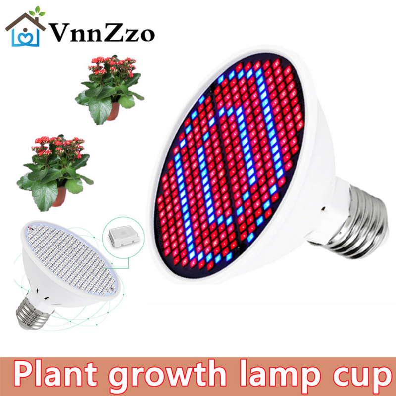 Лампа для роста растений VnnZzo, красная и синяя лампа полного спектра для выращивания растений в помещении, цоколь E27, многофункциональная лампа, 2835, фотосинтез