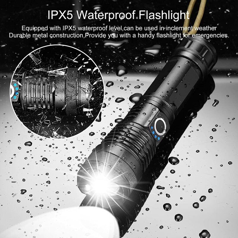 Перезаряжаемый светодиодный фонарик KENSUN XHP70 высокой мощности, 4-ядерный фонарь с зумом, Ручной Usb-фонарь для кемпинга, улицы и чрезвычайных ситуаций