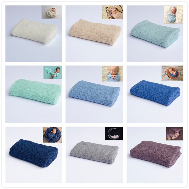 Newborn Photography Props Knit Wrap Baby Blanket Soft Stretch Swaddling Photography  Studio Baskets Photo Props