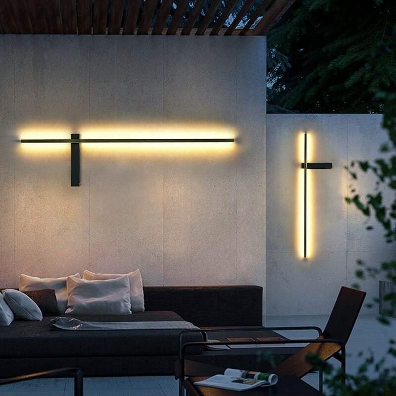 LED في الهواء الطلق الجدار ضوء طويل الجدار ضوء الحديثة مقاوم للماء IP54 فيلا شرفة حديقة الجدار مصباح الجدار الخارجي الألومنيوم شمعدانات جدارية