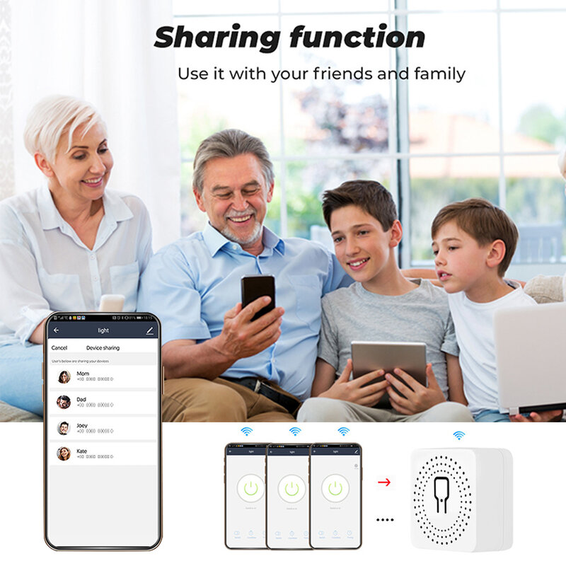 Tuya Wifi Mini Smart Switch Supports 2 Way Control, Smart Home Automation Module with Alexa Google Assistant Smart Life App