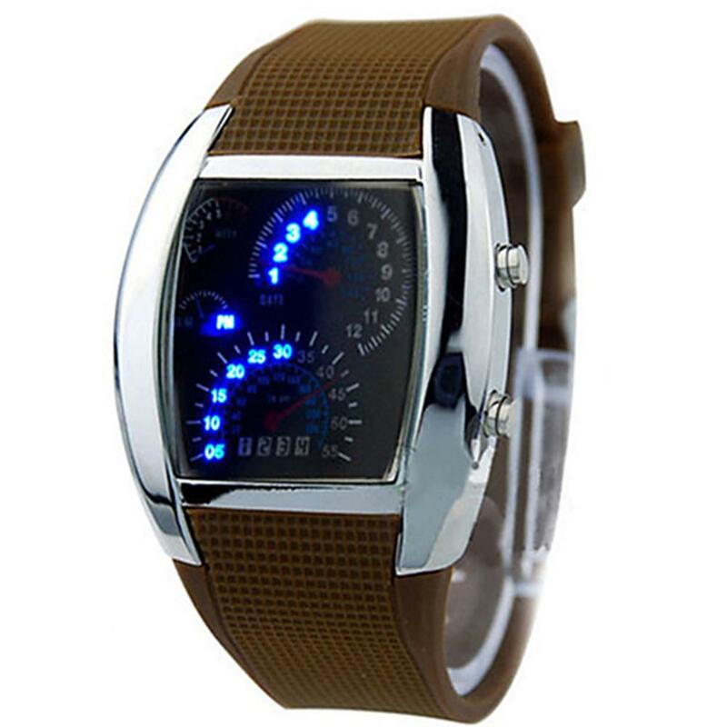 패션 남자의 여자의 스포츠 시계 LED 대시 보드 패턴 다이얼 디지털 손목 시계 reloj hombre 선물 몽타주