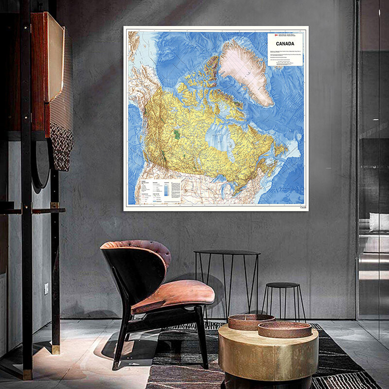 1983 خريطة كندا السياسية 150*150 سنتيمتر الرجعية الجدار ملصق غير المنسوجة قماش اللوحة اللوازم المدرسية غرفة المعيشة ديكور المنزل