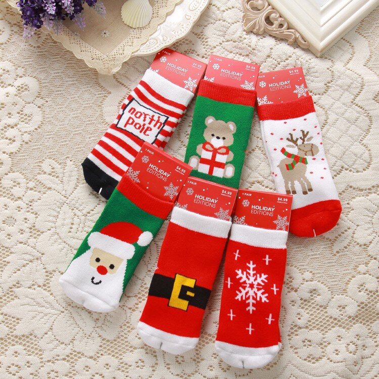 Calcetines de alta calidad para bebé, medias de felpa gruesas, cálidas, para vacaciones de Año Nuevo, de Navidad