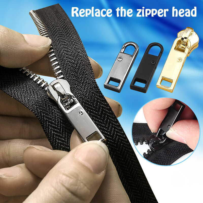 2pcs Fashion Metal zipper repair kits Zippers lightning  zippers puller for Zipper Slider DIY Sewing Craft sewing Kits Metal Zip