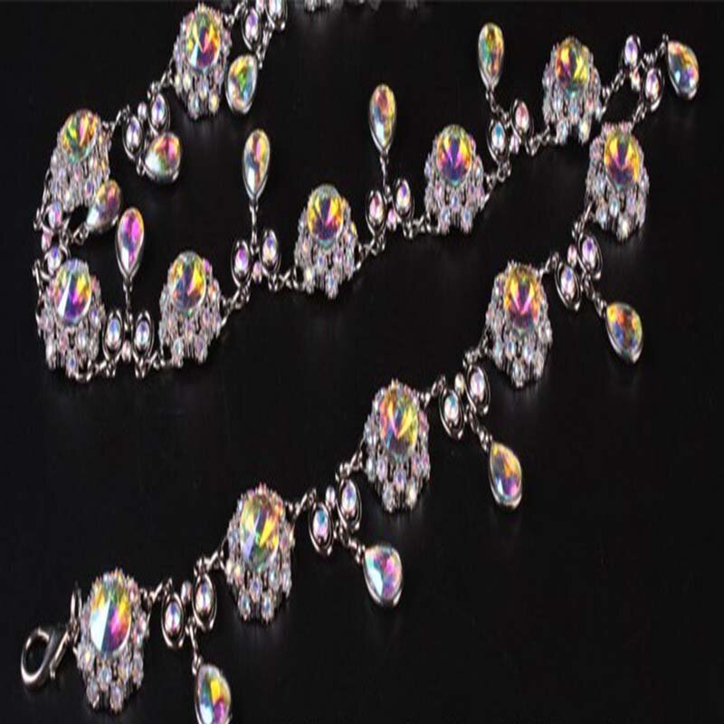 Ballerino del ventre popolare fiore petalo gemma attraverso accessori strass catena BM142