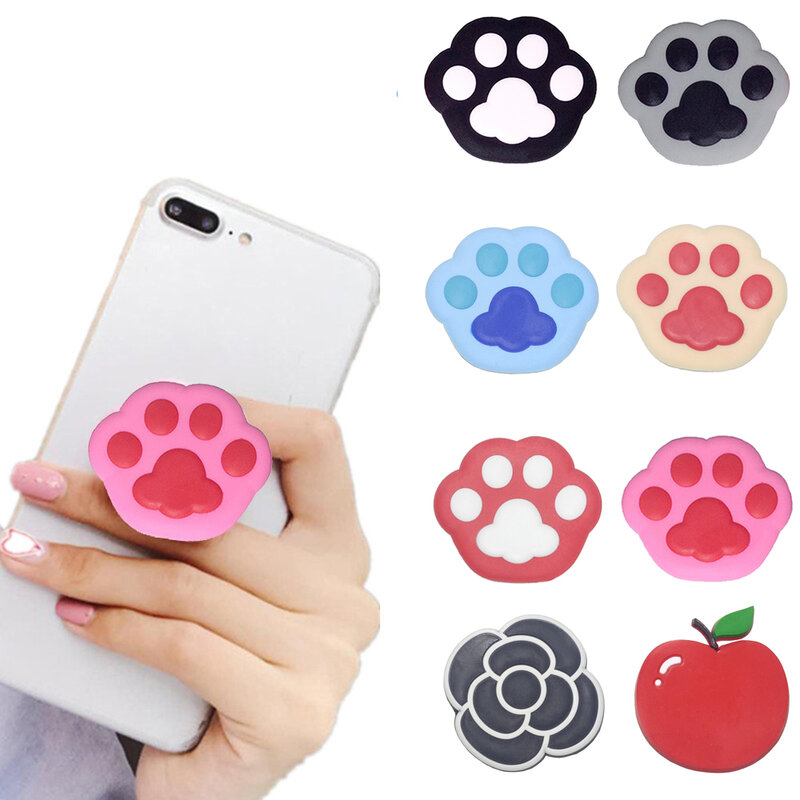 1PCS Universal mobile phone bracket Cute 3D Animal airbag Phone Expanding Stand Finger Holder paw flower phone holder Stand