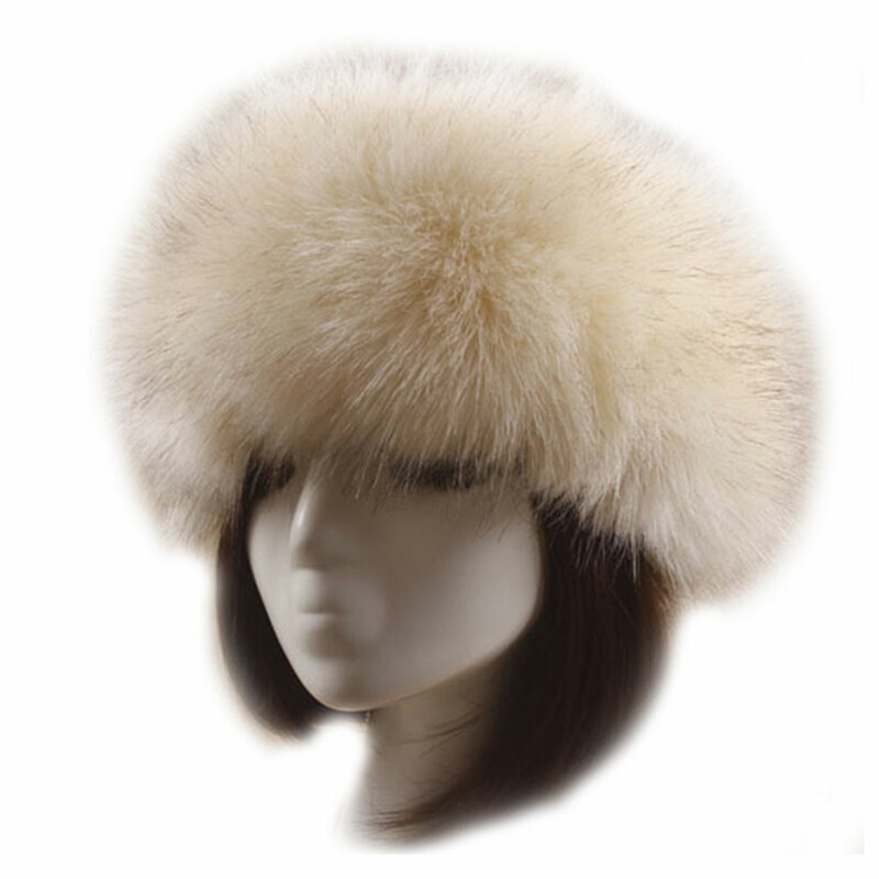 Zimowe ciepłe grube futro kapelusz opaska na głowę akcesoria do włosów Furry Fluffy Fox Turban nauszniki Cap dziewczyny kobiety ucha cieplej pasma włosów
