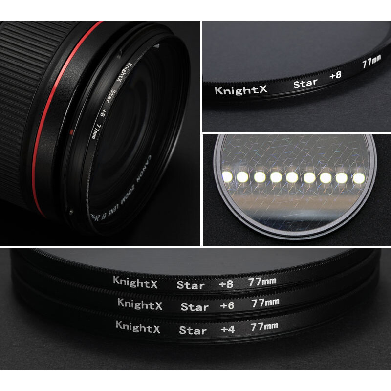 KnightX Star Line 4 6 8 gwiazda aparat obiektyw filtr do aparatów Canon sony nikon 1200d 200d 24-105 d80 700d d5100 dslr 60d 52mm 58mm 67mm