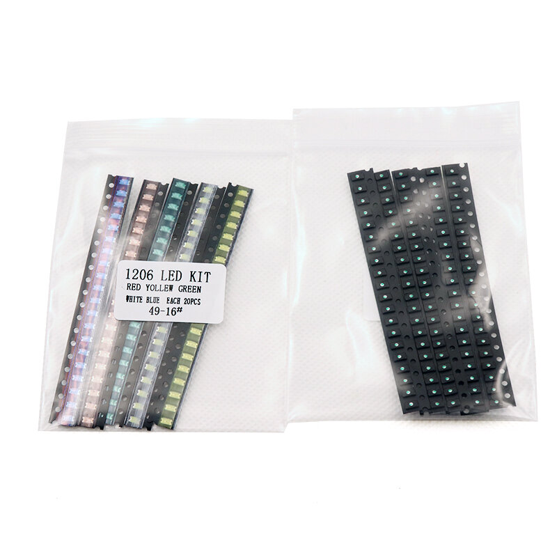 Paquete de luces LED SMD 100, kit de 5 colores, rojo, blanco, verde, azul, amarillo, 1206, Envío Gratis, 1206 unidades
