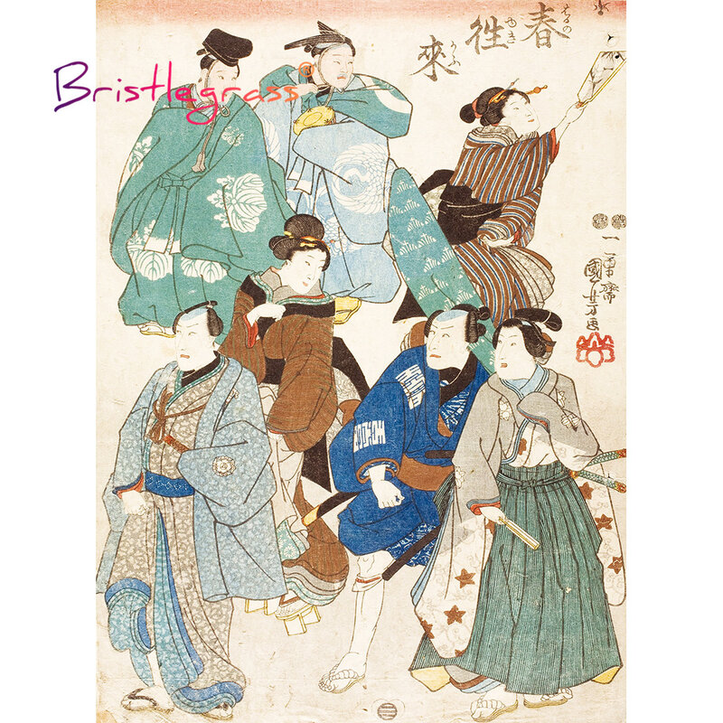 BRISTLEGRASSไม้จิ๊กซอว์ปริศนา500 1000ชิ้นผู้หญิงUkiyoe Utagawa Kuniyoshiของเล่นเพื่อการศึกษาญี่ปุ่นภาพวาดตกแต่ง