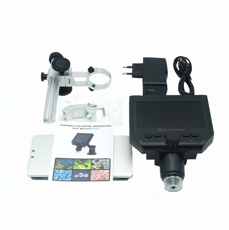 Microscopio digital 600X, microscopio electrónico de vídeo de 4,3 pulgadas, HD, LCD, lupa de reparación de teléfono