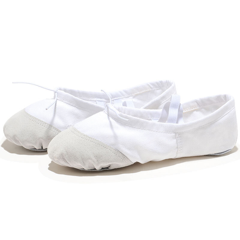 Zapatillas de Yoga con cabeza de cuero para EU22-45, zapatos de baile de lona para gimnasio en interiores, blanco y negro para niños y niñas