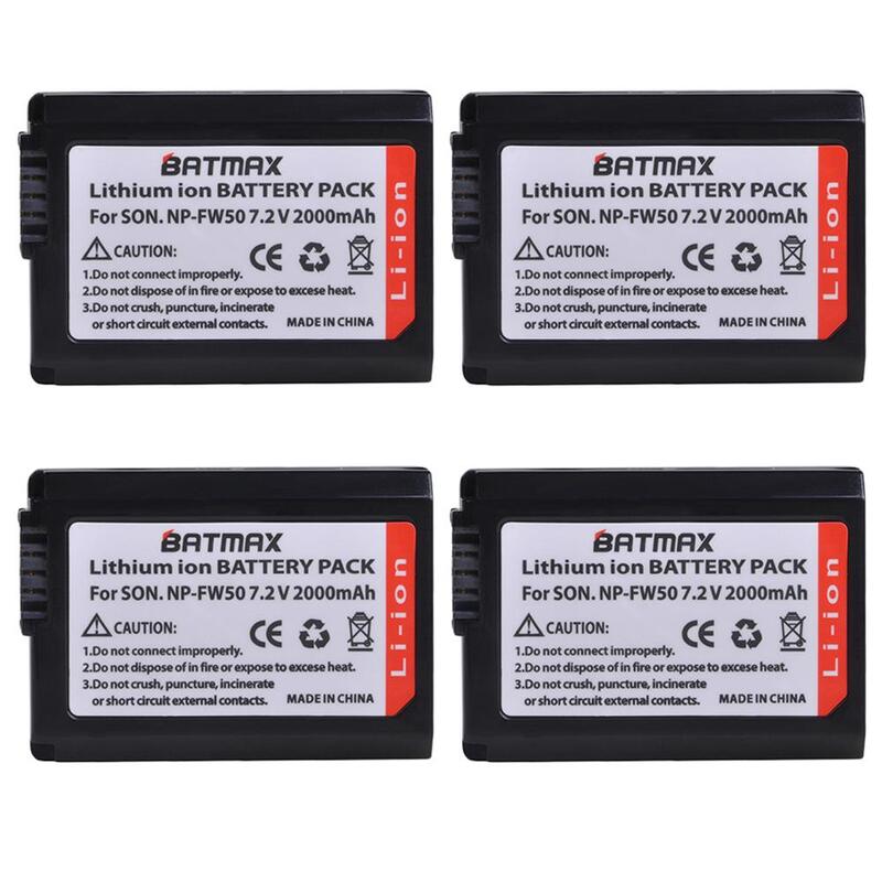 Bateria e carregador duplo LED USB, 4X, 2000mAh, apto para Sony A6000, A6400, A6300, A6500, A7, A7II, A7RII, A7SII, A7S, A7S2, A7R