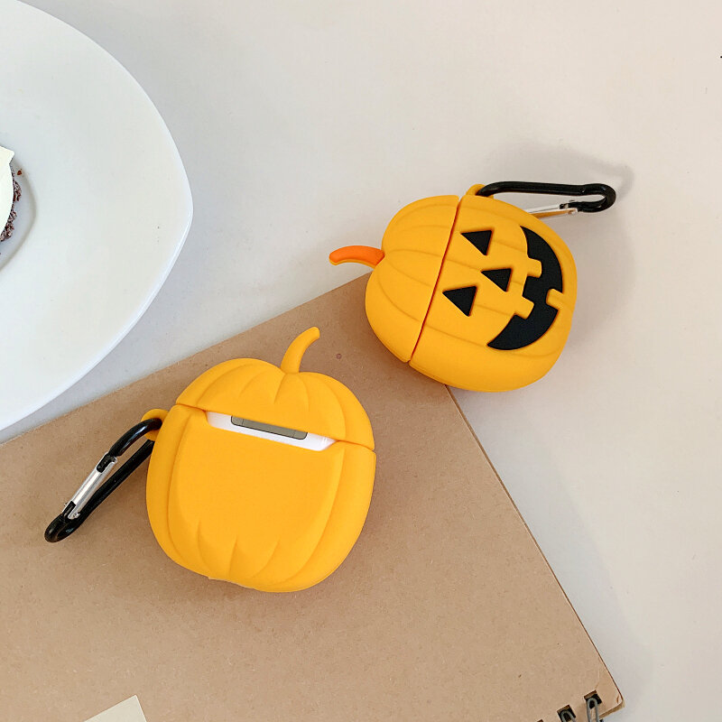 3D Halloween Pumpkin blame Earphone Case For Airpods Case Silicone Cartoon Bluetooth Headphone For Airpods 2 1 Protection Cover