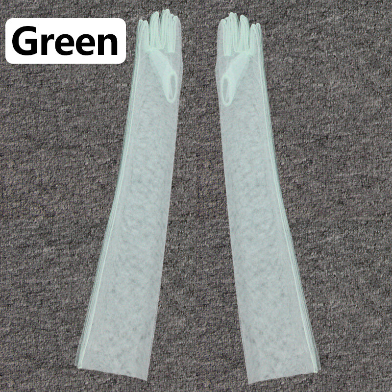 Gants transparents en Tulle pour femmes, longs et Ultra longs, avec coude et doigt complet, fins, pour photographie de fête de mariage
