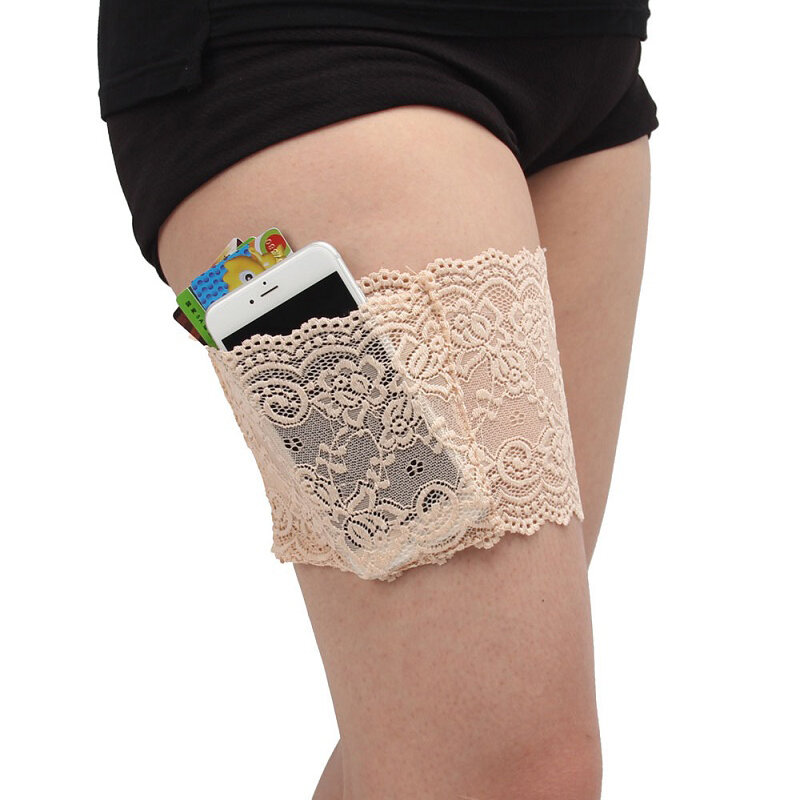 Alta elastic sílica gel anti-fricção proteção coxa banda perna mais quente feminino laço perna mais quente