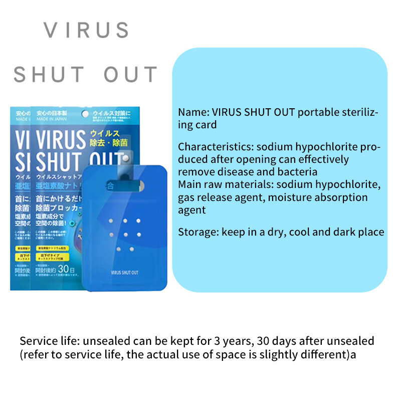 3 pcs/lot japon virus arrêté Portable carte de stérilisation de l'air désinfection lanière carte de Protection accrocher sur le cou personnel