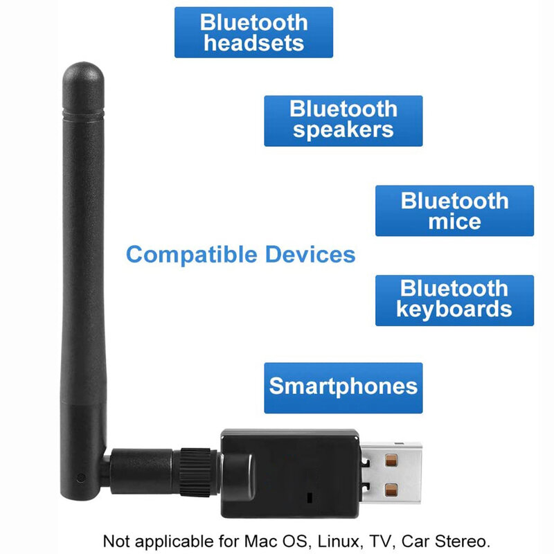 ELECTOP-transmisor inalámbrico Bluetooth 5,0, receptor de antena, USB, Dongle, adaptador de altavoz para auriculares para Win 10/8/8.1/7