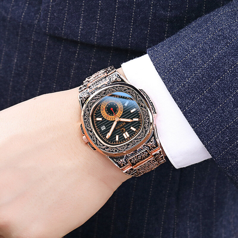 クォーツ時計男性ファッションカジュアル男性腕時計防水ビジネスメンズ腕時計クォーツ鋼ベルト男性腕時計レロジオmasculino
