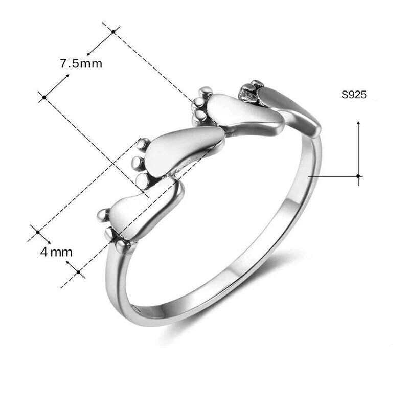 XINSOM Cute Footprint Shape 925 Sterling Silver Rings For Women Korean Fashion Party Banquet Finger Rings Girls Gift 20MARR2