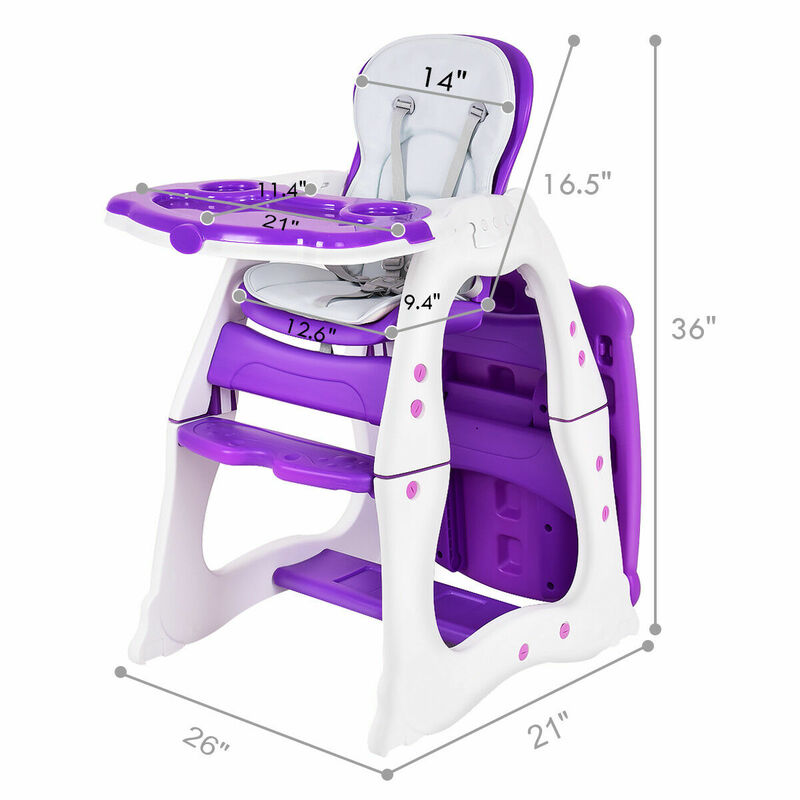 3 in 1 Baby High Chair Convertible Play Table Seat Booster Toddler Tray