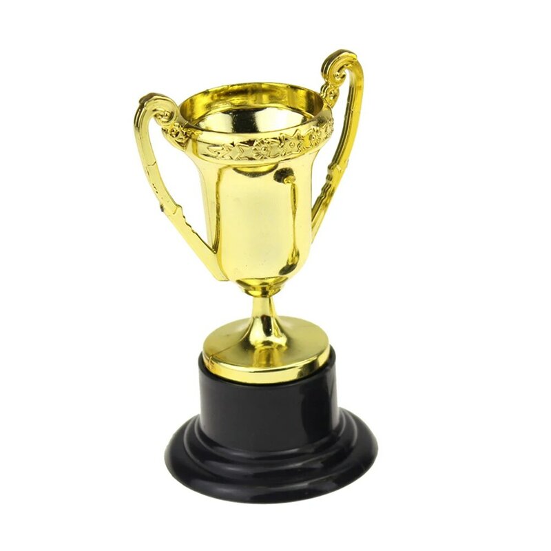 10PCS Plastic Trophy Awards Sport Competition Craft Souvenirs Gift Mini Gold Cups Trophies for Children Early Learning Prizes