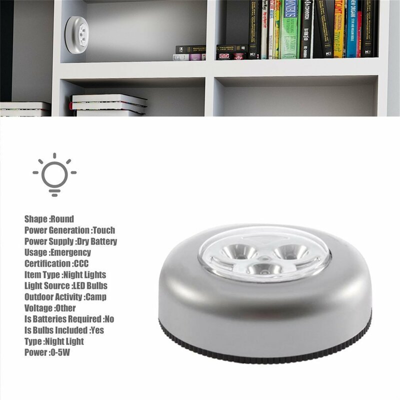 Nenhuma fiação necessária Real Touch Control Night Lamp 3 LEDs Cordless Stick Tap Wardrobe Touch Lamp Alimentado por bateria