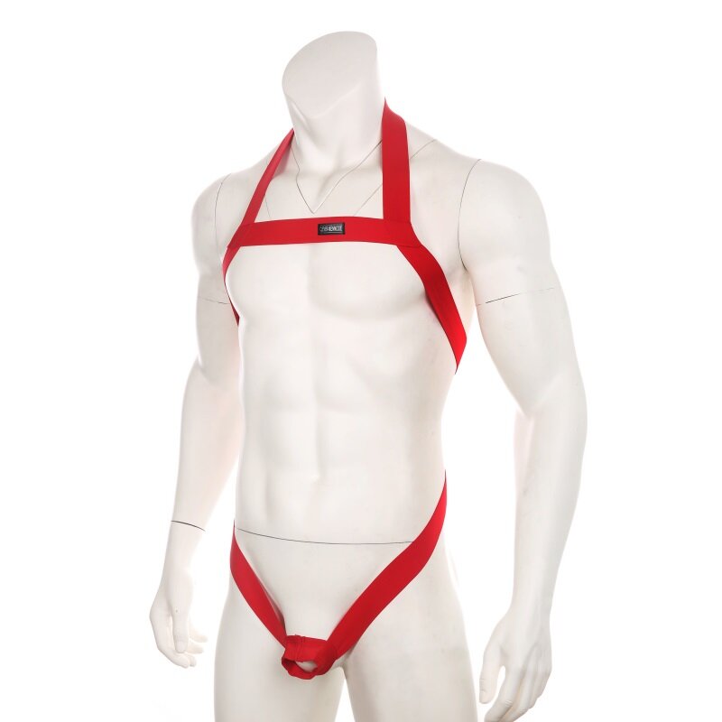 CLEVER MENMODE-masculino Halter Harness Lingerie, oco Out, cinta no peito elástica, Bodysuit muscular, Pênis, Traje O Ring, masculino
