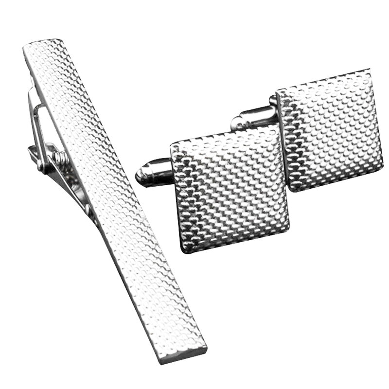 3Pcs Mannen Sluiting Metalen Business Fashion Gift Bruiloft Pins Tie Clip Set Overhemd Sieraden Bar Stropdas Accessoires Manchetknopen Kantoor