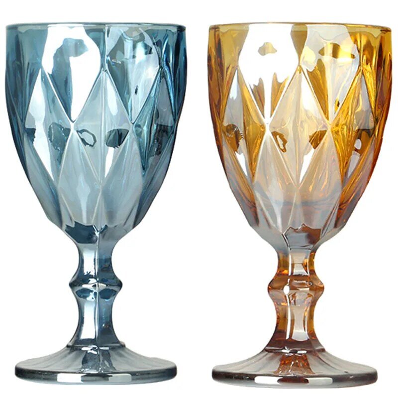 Wine Glasses Multicolor Carved Glass Red Wine Juice Cups Wedding Party Champagne Flutes Goblet for Bar Restaurant Home as Gifts