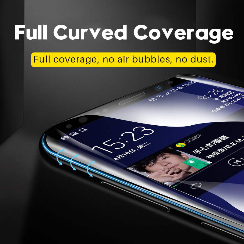 Película de vidrio templado curvo 9D para Samsung Galaxy Note 8 9 S9 S8 Plus S7 Edge, Protector de pantalla para Samsung A6 A8 Plus 2018
