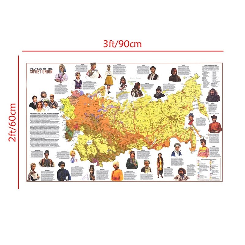 العالم Atlases خرائط 90*60 سنتيمتر روسيا خريطة شعب الاتحاد السوفياتي 1976 الجدار ملصق الملصقات والمطبوعات ل مكتب اللوازم المدرسية